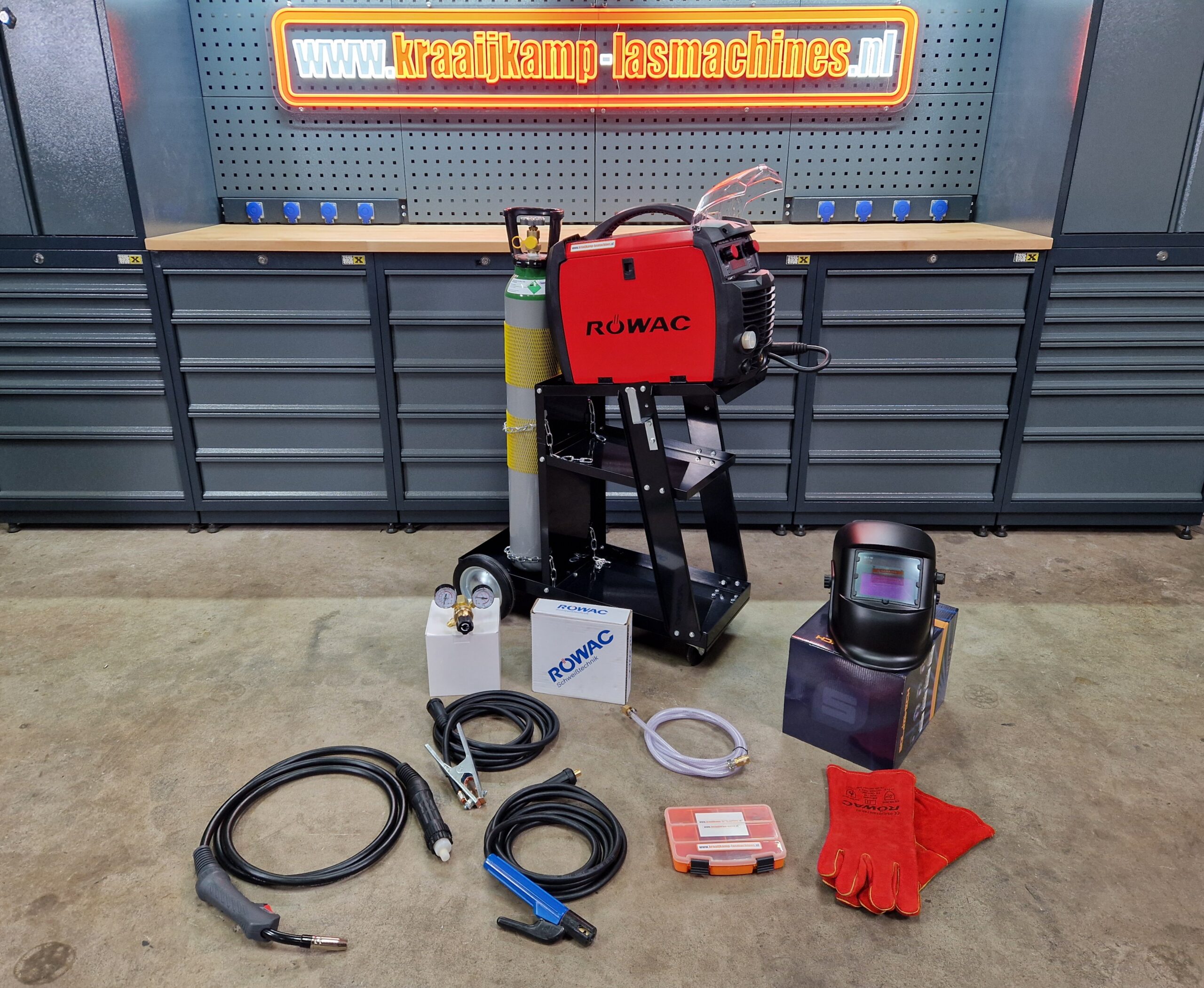 Aanbieding! COMPLEET PAKKET Röwac Ecoline MIG 200S (laswagen klein)