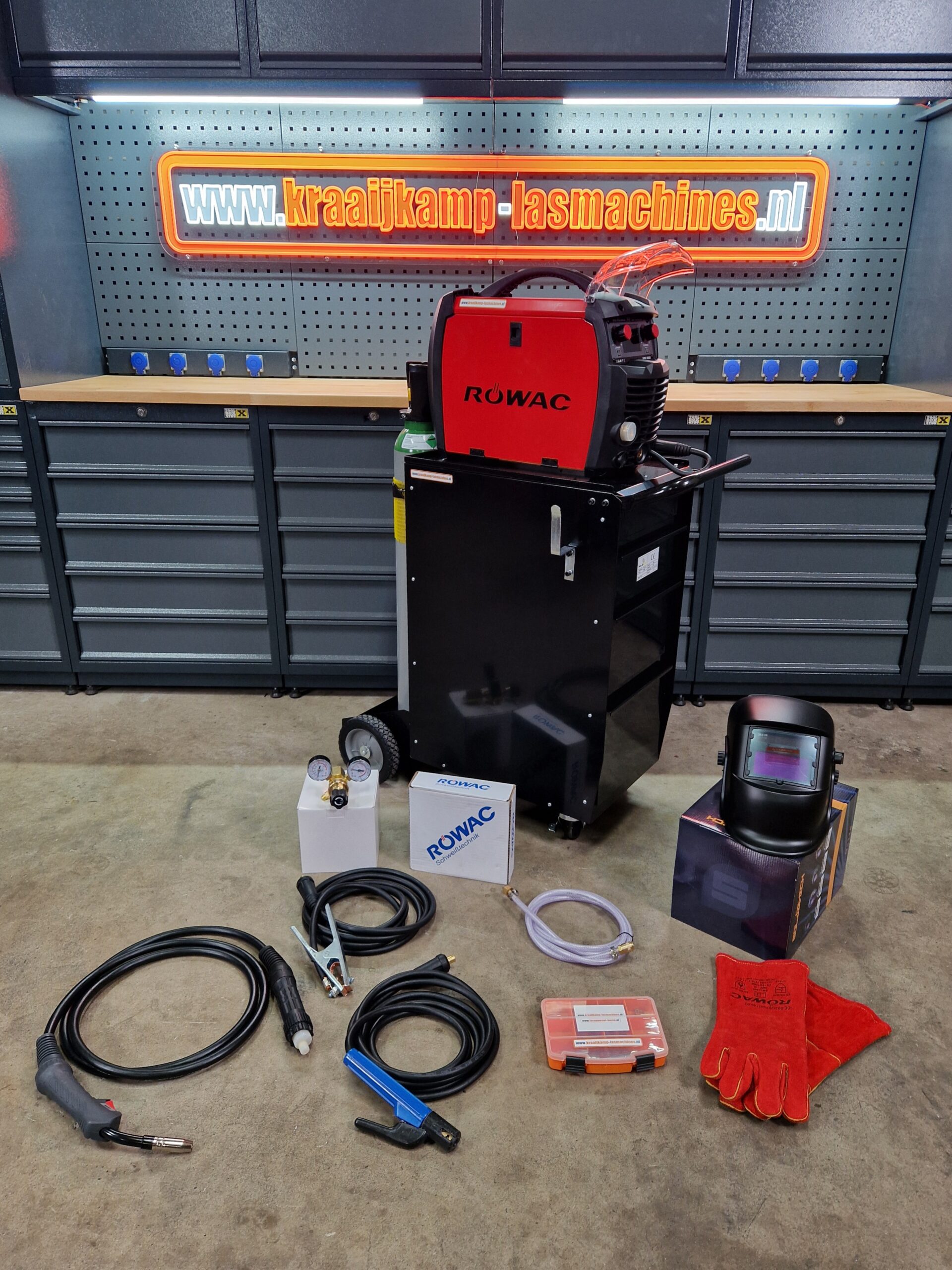 Aanbieding! COMPLEET PAKKET Röwac Ecoline MIG 200S (laswagen groot ladenblok)